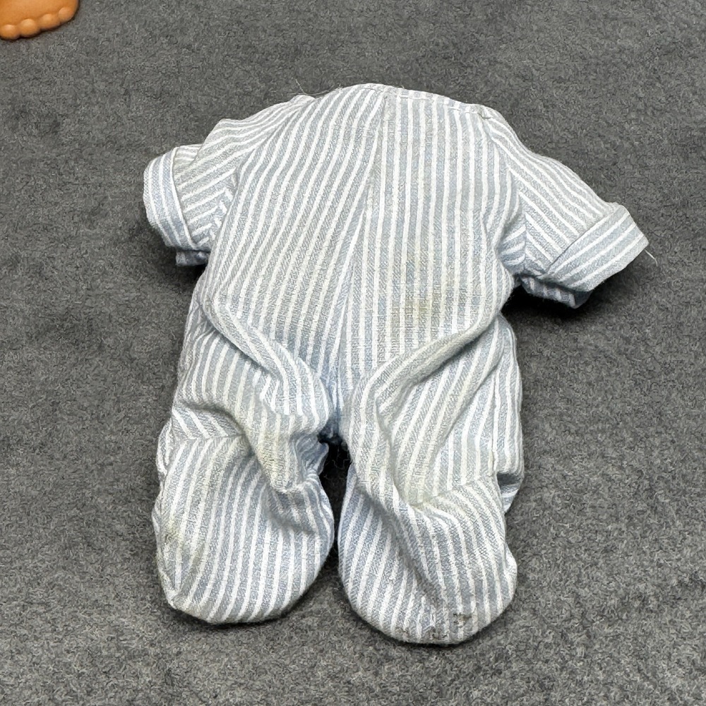 Vintage Russ Troll Doll 5" Figure Blue Striped One Piece Pajamas Baby Blue Hair - Picture 4 of 9